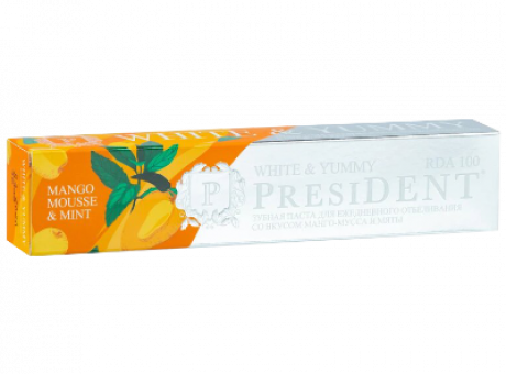 зубная паста PRESIDENT White & Yummy Манго-мусс с мятой 75г